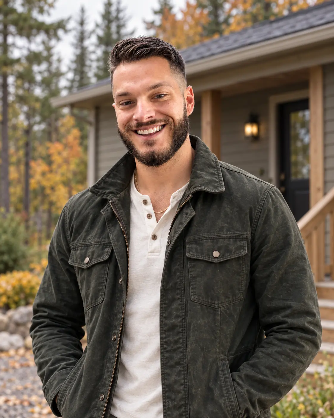 Tyler Chartier, owner of Yooper Properties, outside an Upper Peninsula home